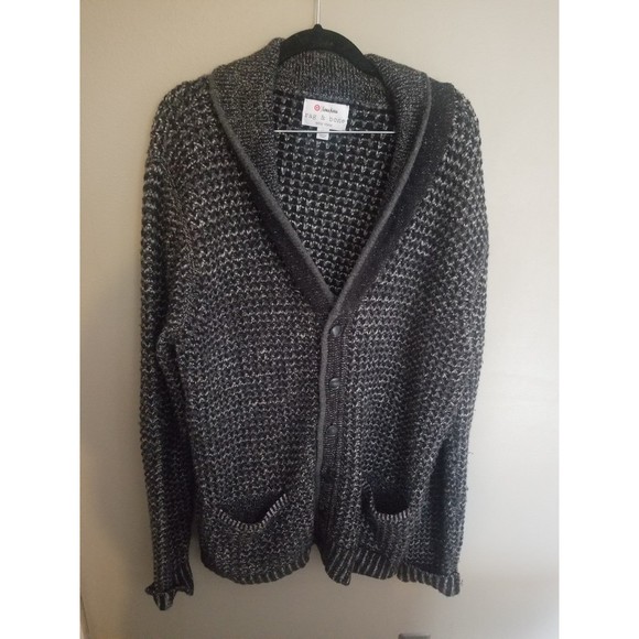 Rag & Bone Target Nieman Marcus chunky knit wool sweater cardigan XL grey black - Picture 1 of 6
